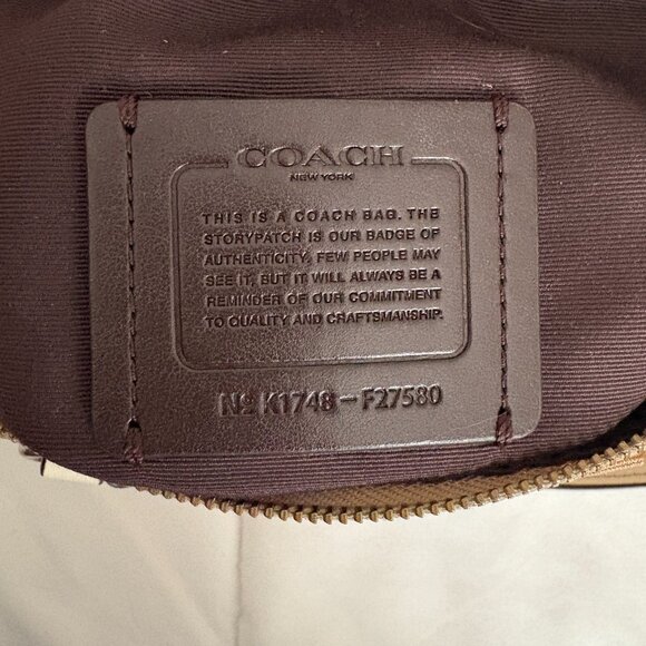COACH Mini KELSEY Signature Logo Satchel Crossbody Light Khaki/Chalk Bag - Picture 7 of 10